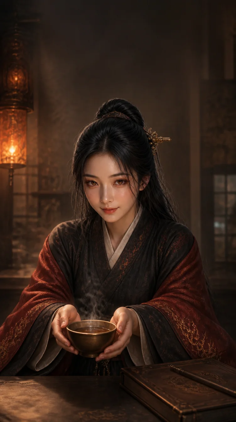 On, keeper of the hearth-house, arms crossed by her brazier
